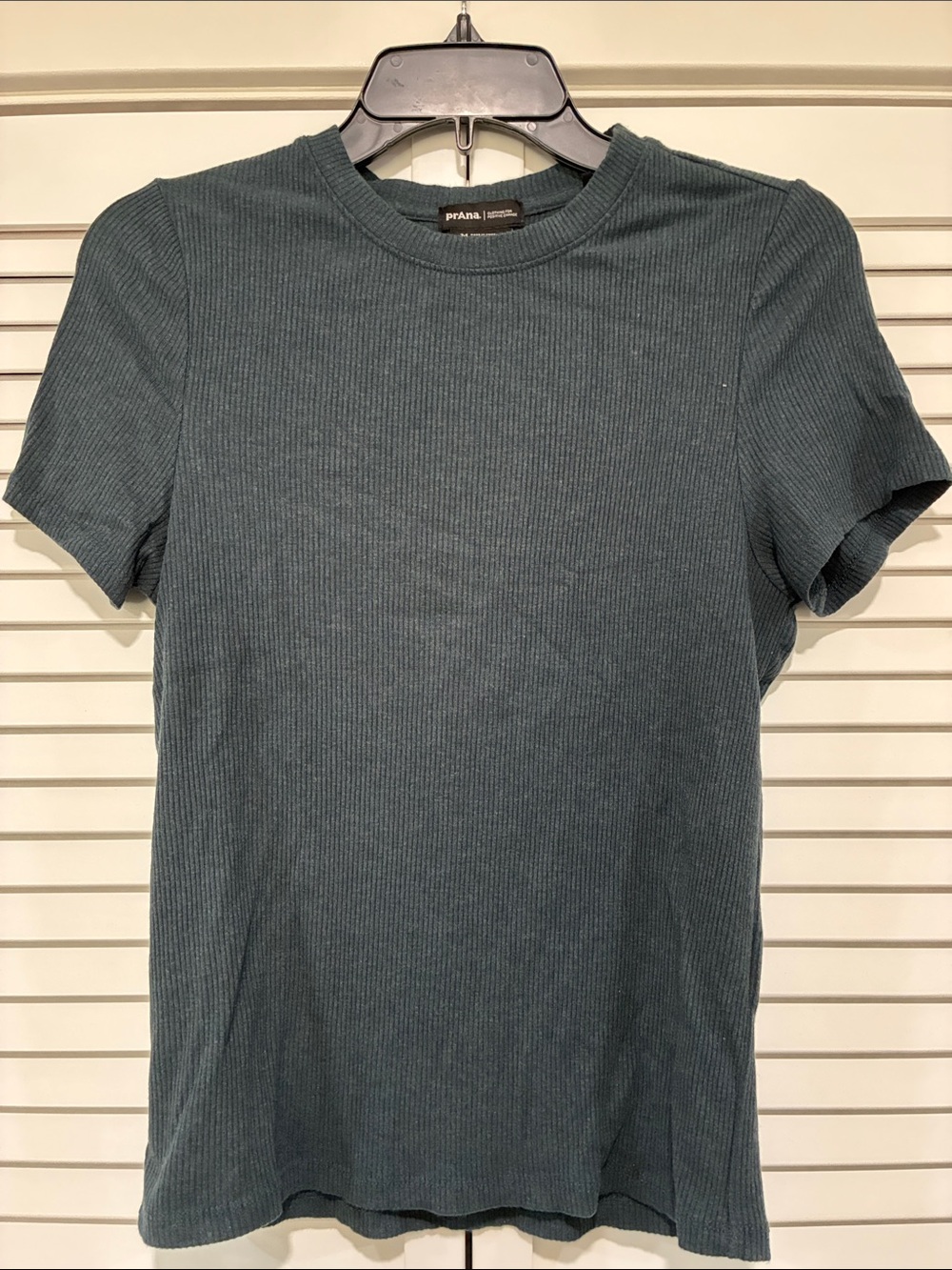 Prana Ribbed Crew Short Sleeve Tee in Teal Green